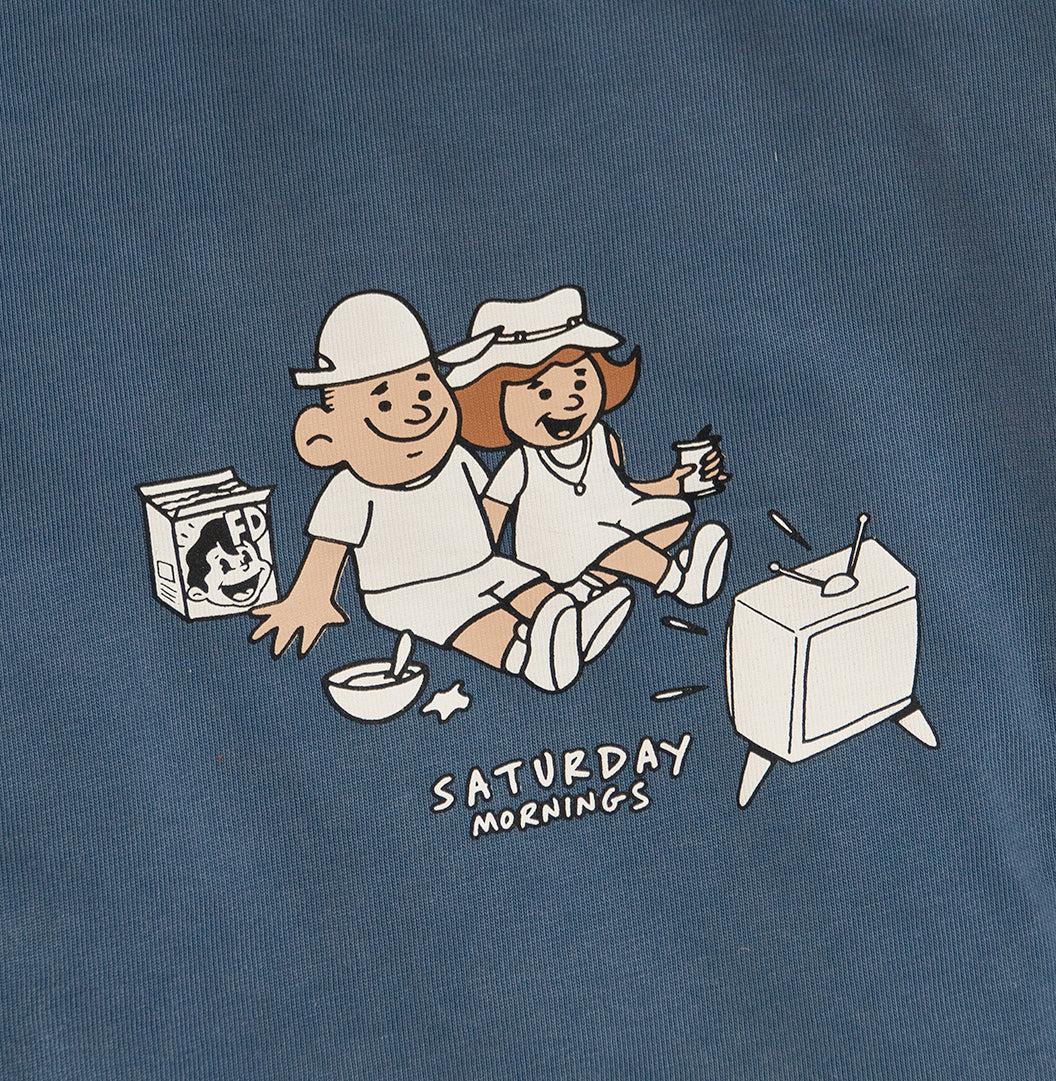 'Saturday Mornings' T-shirt - Nostalgic Blue