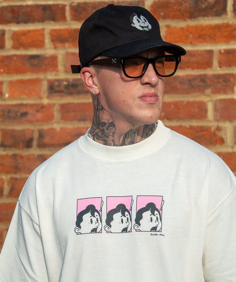 'YIKES!' T-SHIRT - OFF WHITE (PINK)