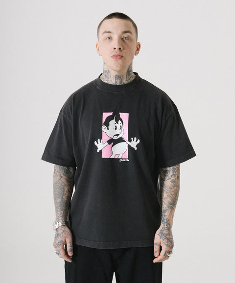 'ZOINKS' T-SHIRT - WASHED BLACK