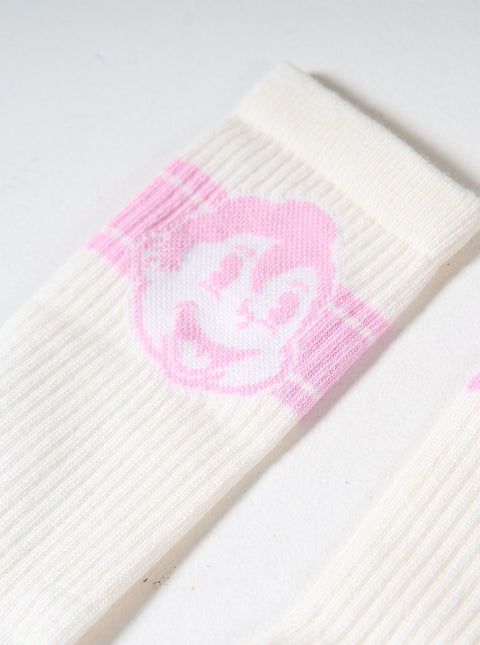 'ROBBIE' SOCKS - OFF WHITE / PINK