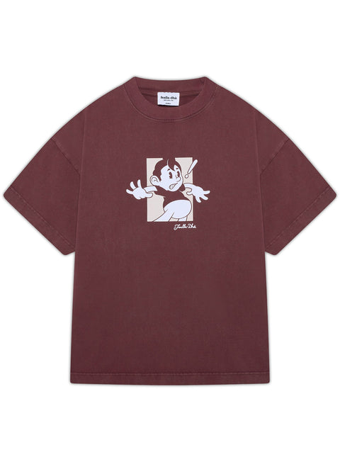 'YELP!' T-SHIRT - BURGUNDY (HEAVYWEIGHT)
