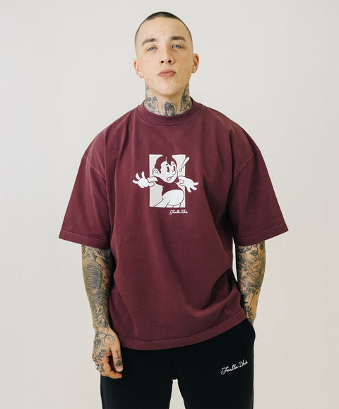 'YELP!' T-SHIRT - BURGUNDY (HEAVYWEIGHT)