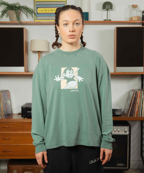 'YELP' LONG SLEEVE T-SHIRT - VINTAGE GREEN