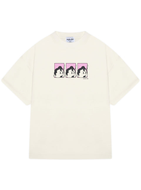 'YIKES!' T-SHIRT - OFF WHITE (PINK)